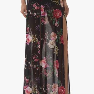 Black Floral Sheer Maxi Skirt with Side Slit AFRM